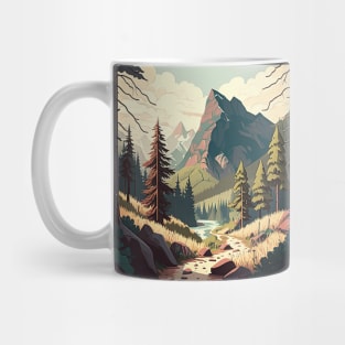 Hiking in Forest Minimal Design, Adventure Mountain Mug